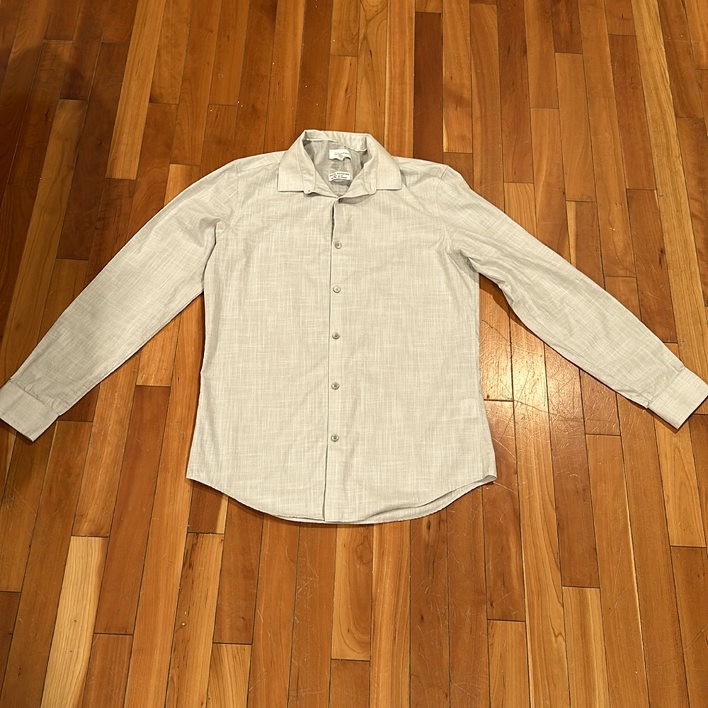 Calvin Klein Light Gray Patterned Men’s Button-Down Dress Shirt Size S